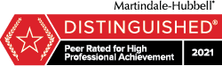 Martindale-Hubbell | Distinguished | Peer Rated For High Professional Achievement | 2021